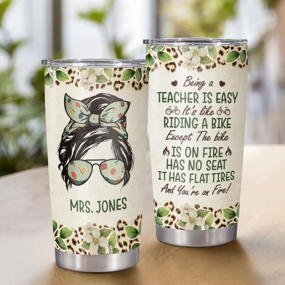 Being A Teacher Is Easy - Personalized 20oz Stainless Steel Tumbler - Image 3