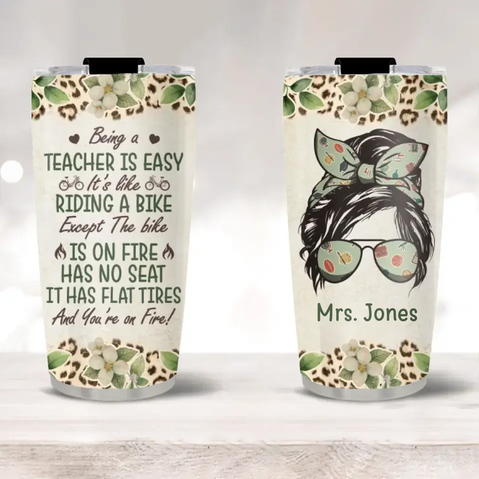 Being A Teacher Is Easy - Personalized 20oz Stainless Steel Tumbler - Image 4