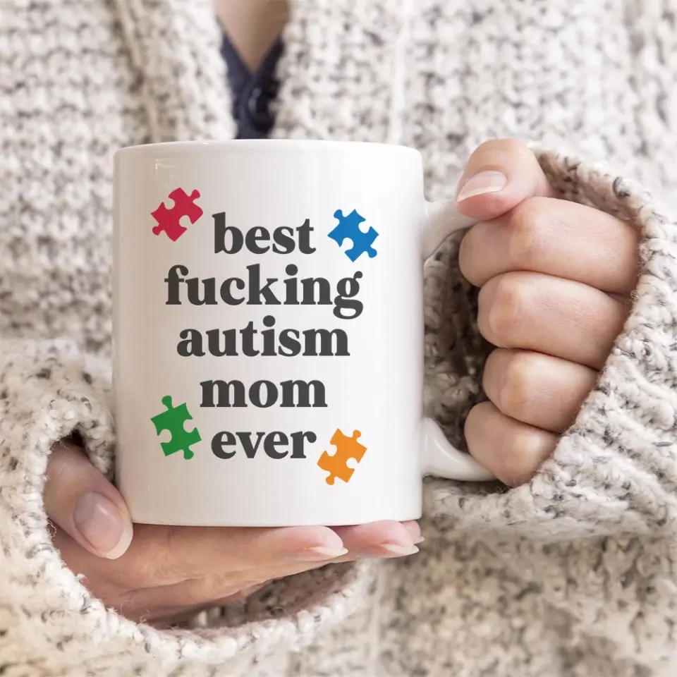 Best Autism Mom Ever Upload Photo White Mug - Image 3