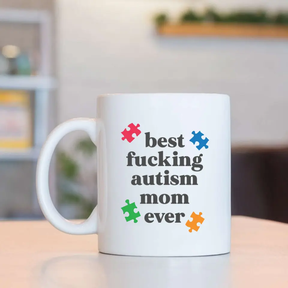 Best Autism Mom Ever Upload Photo White Mug - Image 4