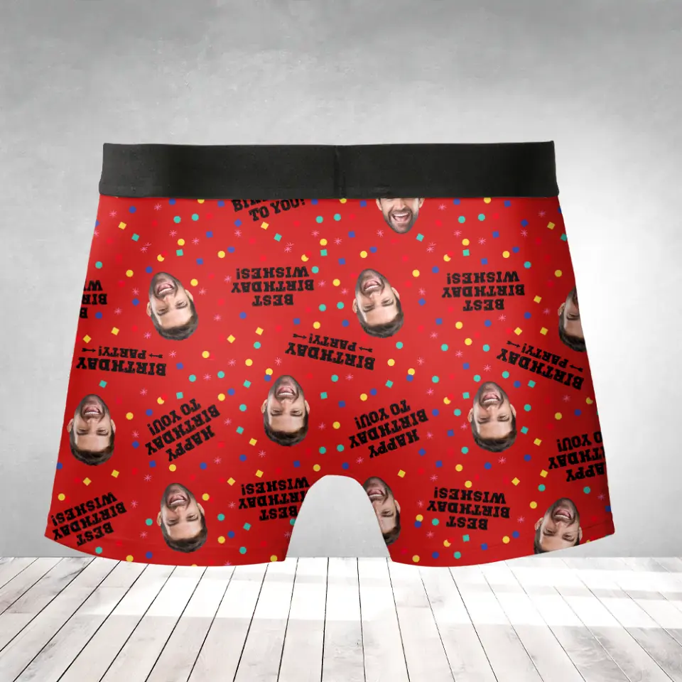 Best Birthday Wishes Men's Boxer Custom Face - Image 3