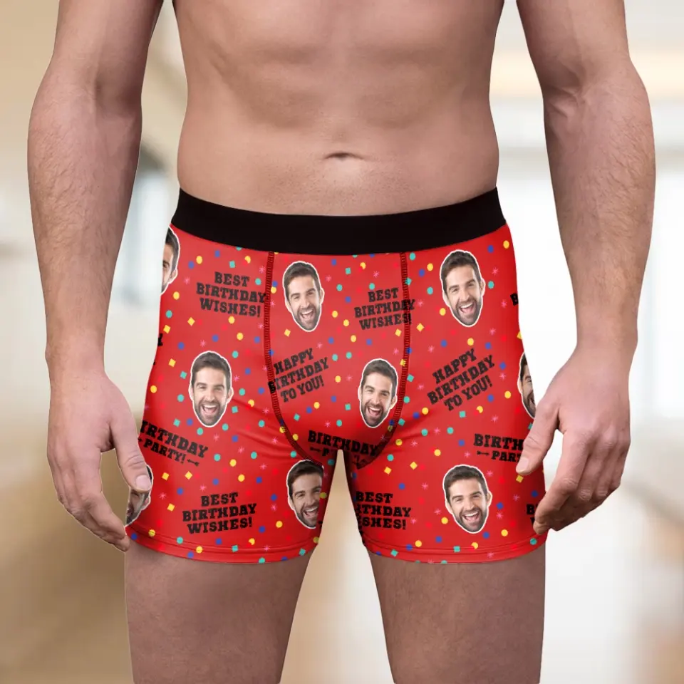 Best Birthday Wishes Men's Boxer Custom Face - Image 4