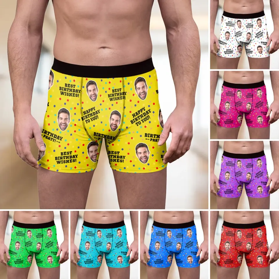 Best Birthday Wishes Men's Boxer Custom Face - Image 6