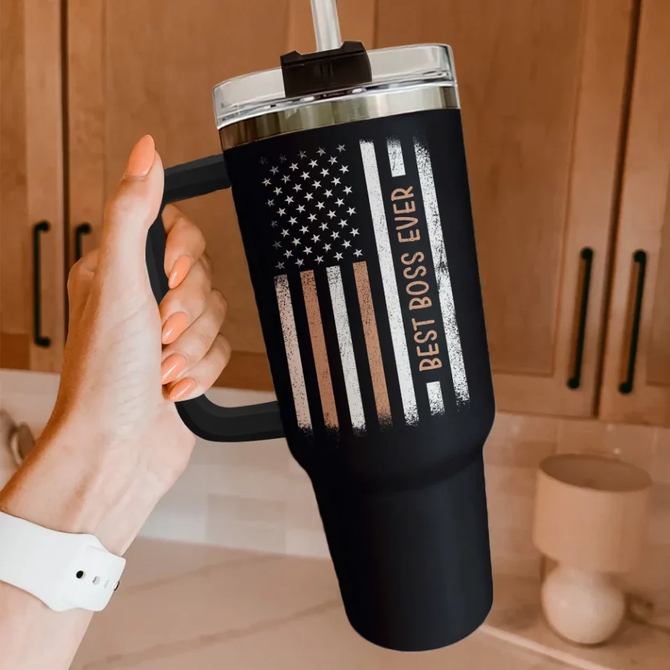 Best Boss Ever - I Am a Proud Boss of Freaking Awesome Employees - 40oz Tumbler with Handle - Cup, Desk, Office Decor, Appreciation Gifts for Boss - Image 4