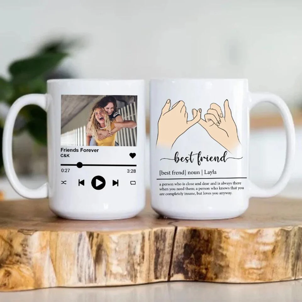 Best Friend Description With Favorite Song Personalized White Mug - Image 12
