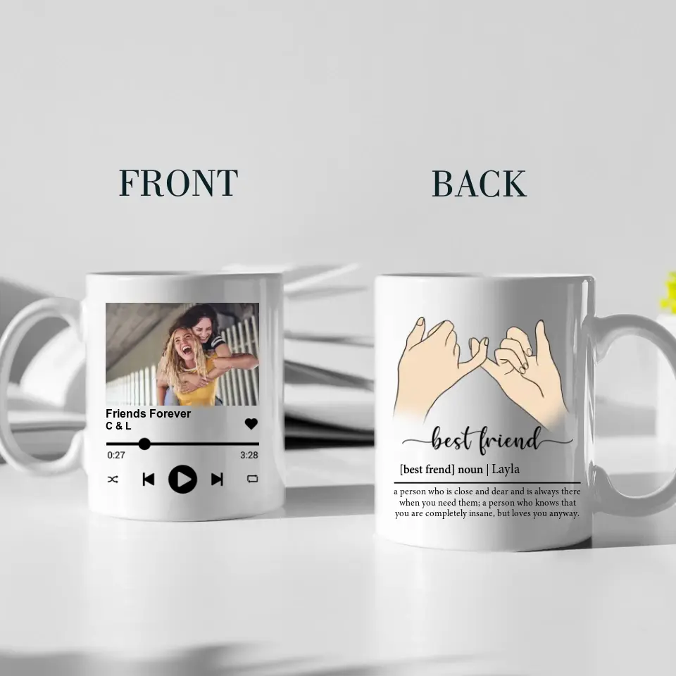 Best Friend Description With Favorite Song Personalized White Mug - Image 3
