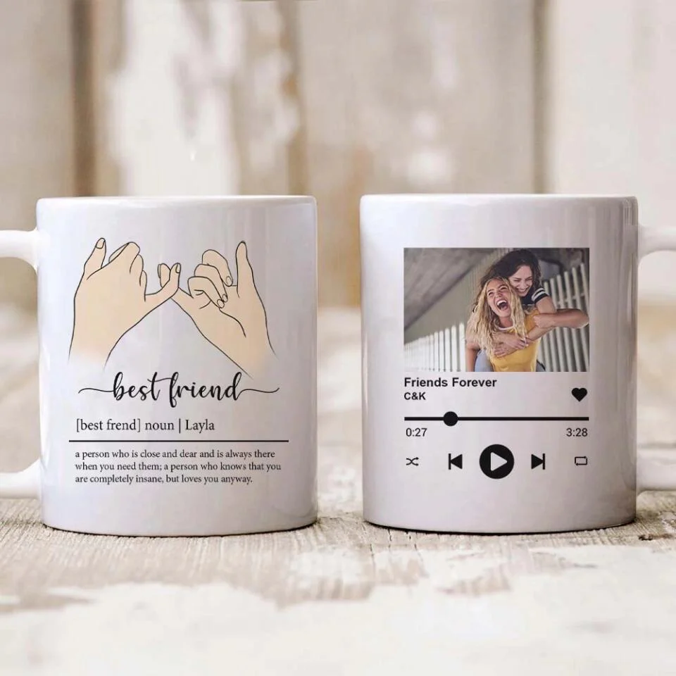Best Friend Description With Favorite Song Personalized White Mug - Image 5