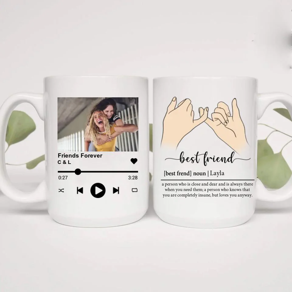 Best Friend Description With Favorite Song Personalized White Mug - Image 8