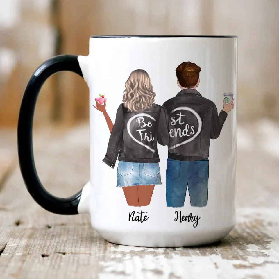 Best Friends Forever - Male & Female Friends - Personalized Mug For Besties Friends - Image 16