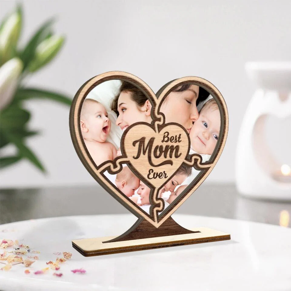 Best Mom Ever, Custom Photo Collage, Heart Shape, Wooden Plaque 3 Layers - Best Gift for Mom On Mother's day Birthday Christmas - 211IHPLNWP507 - Image 6