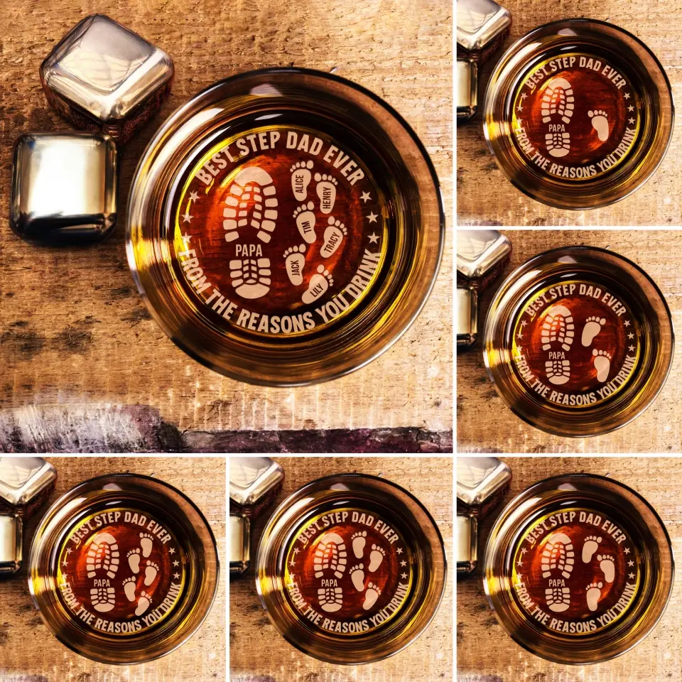 Best Step Dad Ever From The Reasons You Drink - Personalized Bar Glass - Image 4