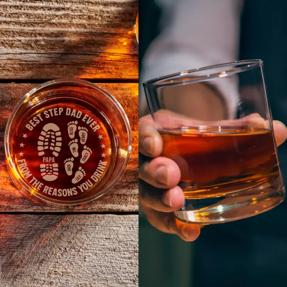 Best Step Dad Ever From The Reasons You Drink - Personalized Bar Glass - Image 5