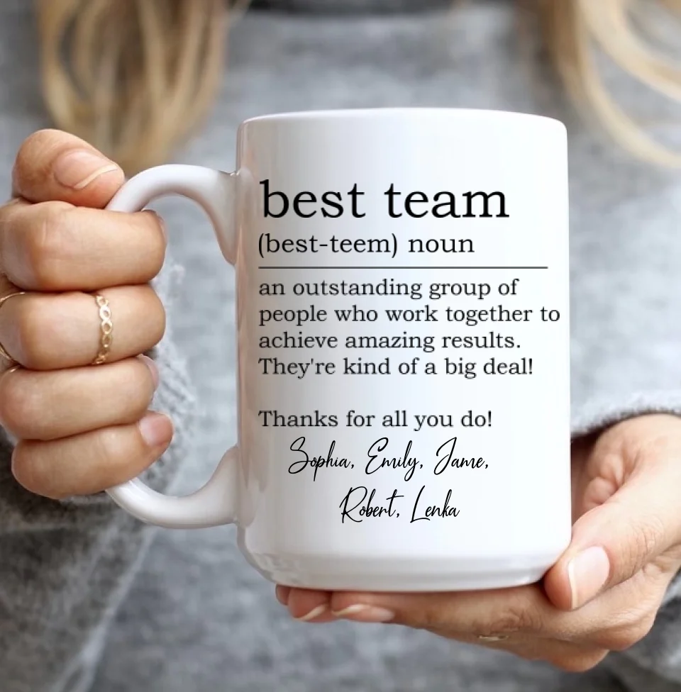 Best Team Definition - Coworker Appreciation Thank You Gifts For Employee, Coworkers - Personalized Coffee Mug with Names - Image 6