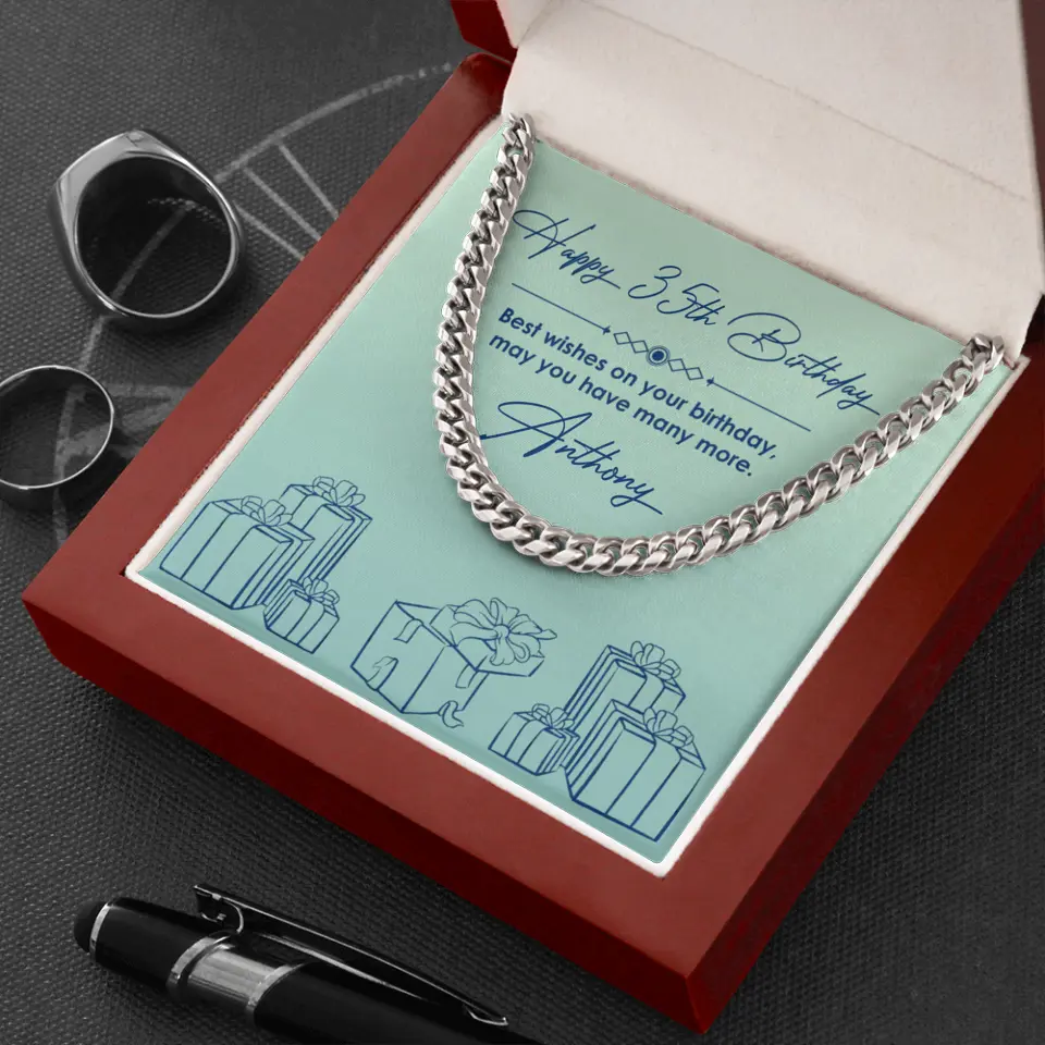 Best Wishes On Your Birthday - Personalized Cuban Link Chain - Image 6