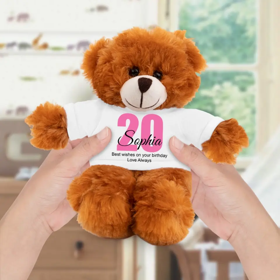 Best Wishes On Your Birthday - Personalized Teddy Bear With White Tshirt - Image 4