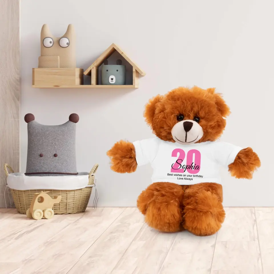 Best Wishes On Your Birthday - Personalized Teddy Bear With White Tshirt - Image 5