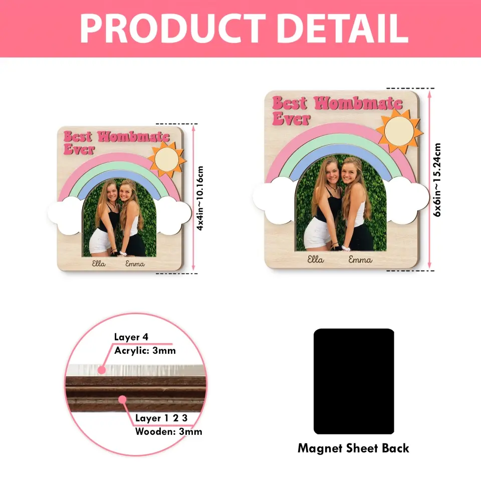 Best Wombmate Ever Twin Adult Birthday Graduation Gift Fridget Photo Magnet - Image 4