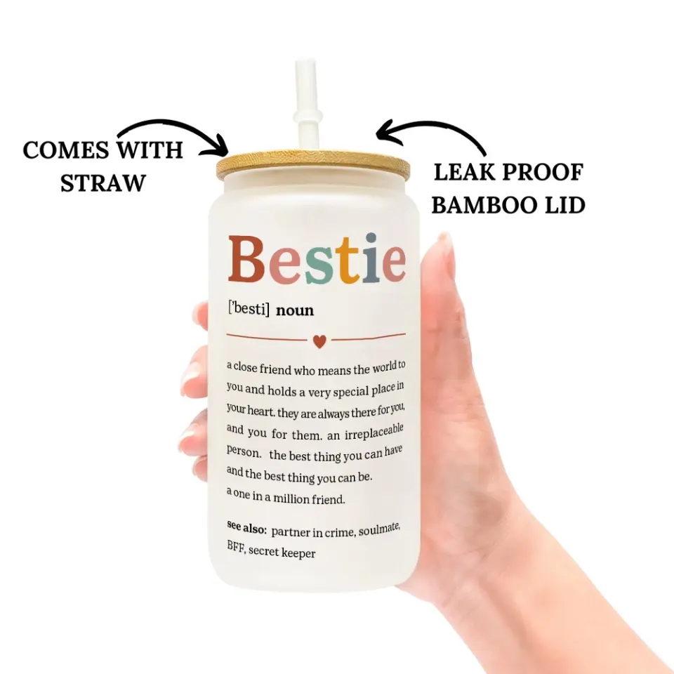 Bestie Nutrition Facts Female Friends Personalized Glass Can - Image 2