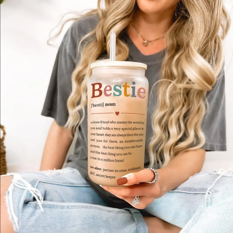 Bestie Nutrition Facts Female Friends Personalized Glass Can - Image 4