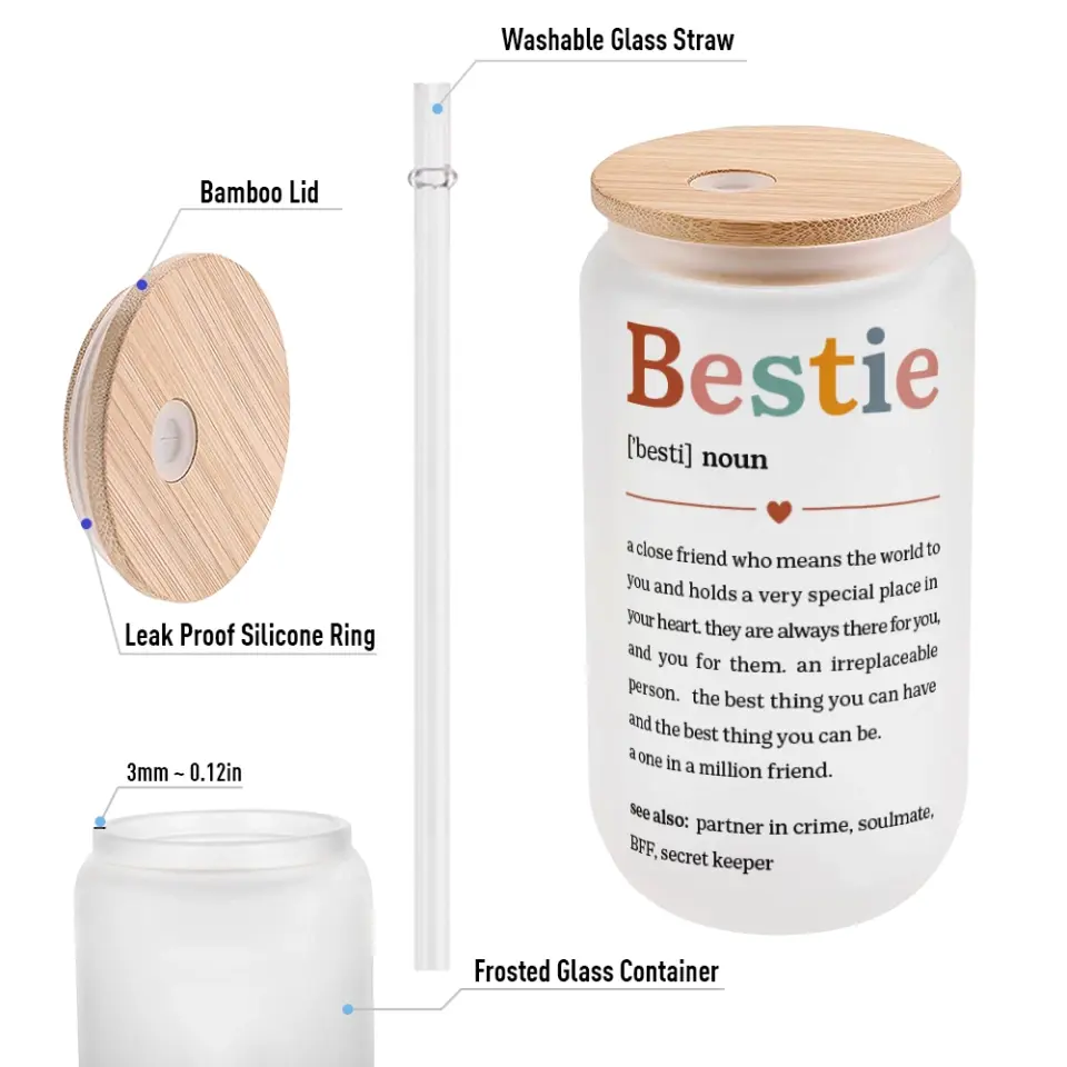 Bestie Nutrition Facts Female Friends Personalized Glass Can - Image 6