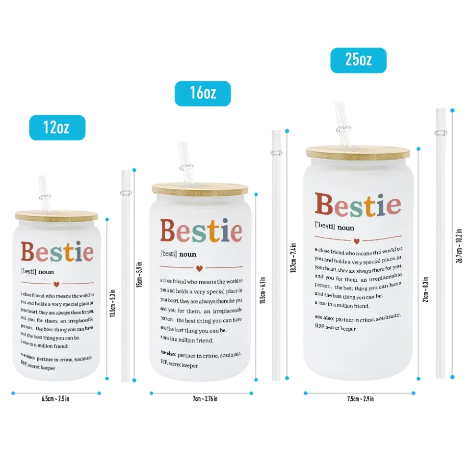Bestie Nutrition Facts Female Friends Personalized Glass Can - Image 7