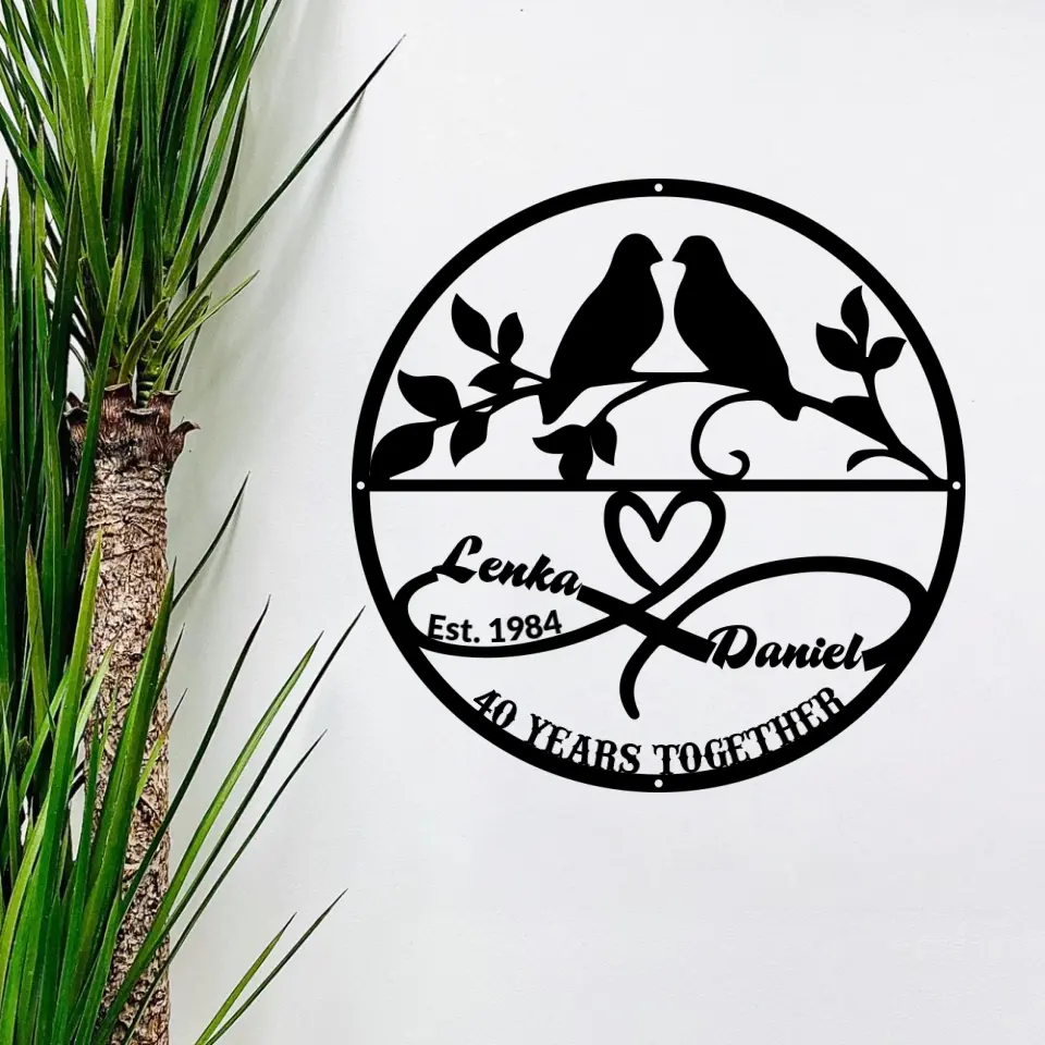 Bird Couple 40th Anniversary Metal Sign Gift for Husband Wife - Image 2