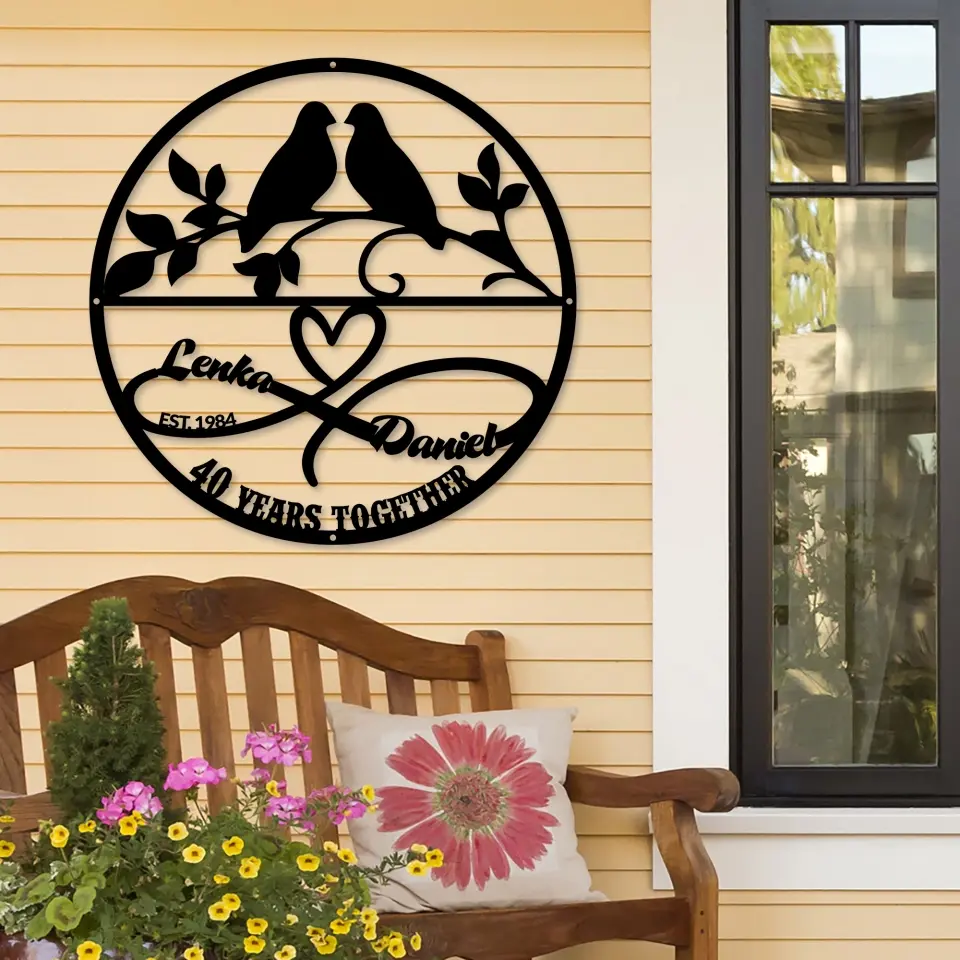 Bird Couple 40th Anniversary Metal Sign Gift for Husband Wife - Image 3