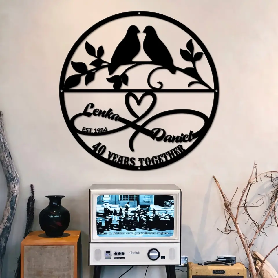 Bird Couple 40th Anniversary Metal Sign Gift for Husband Wife - Image 4