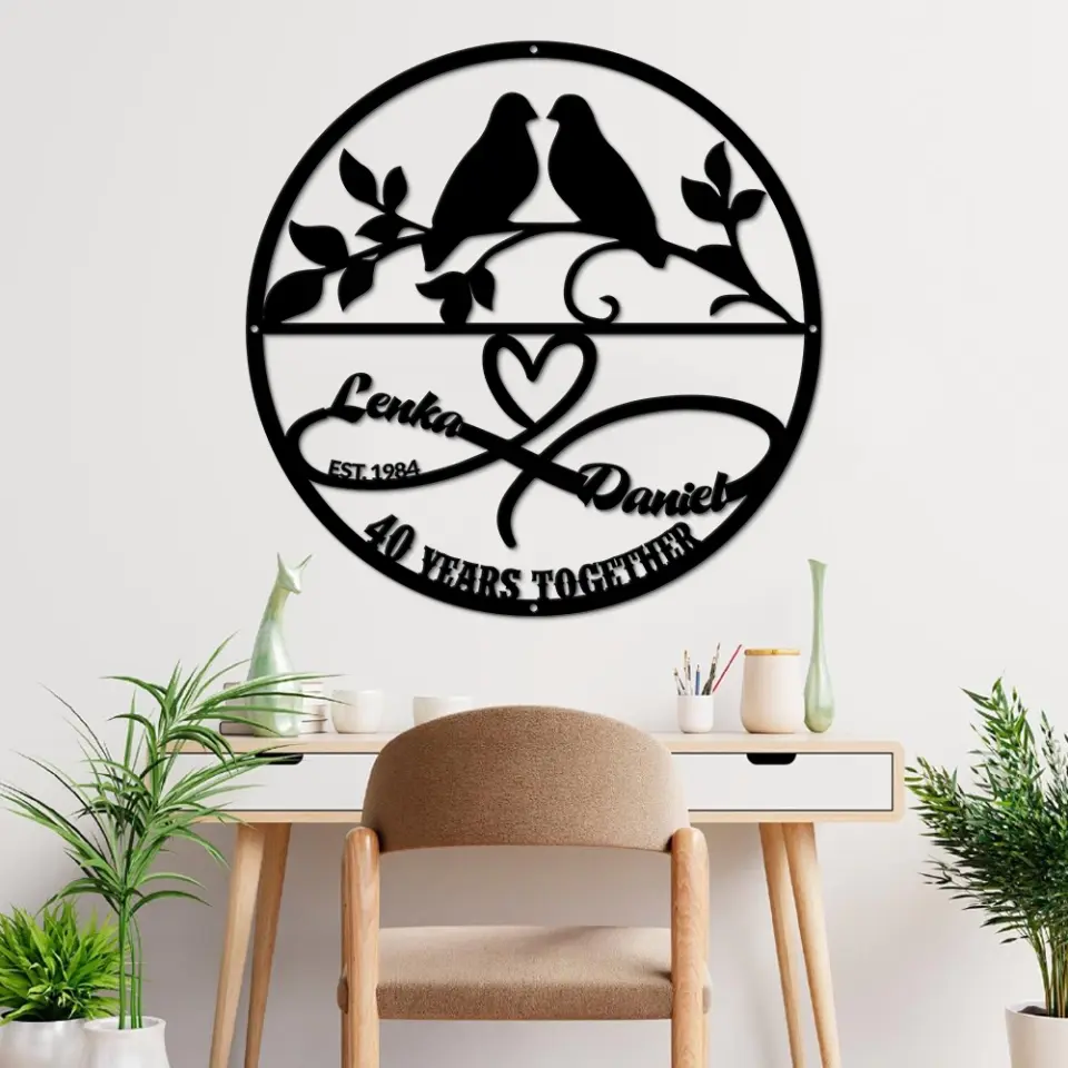 Bird Couple 40th Anniversary Metal Sign Gift for Husband Wife - Image 5