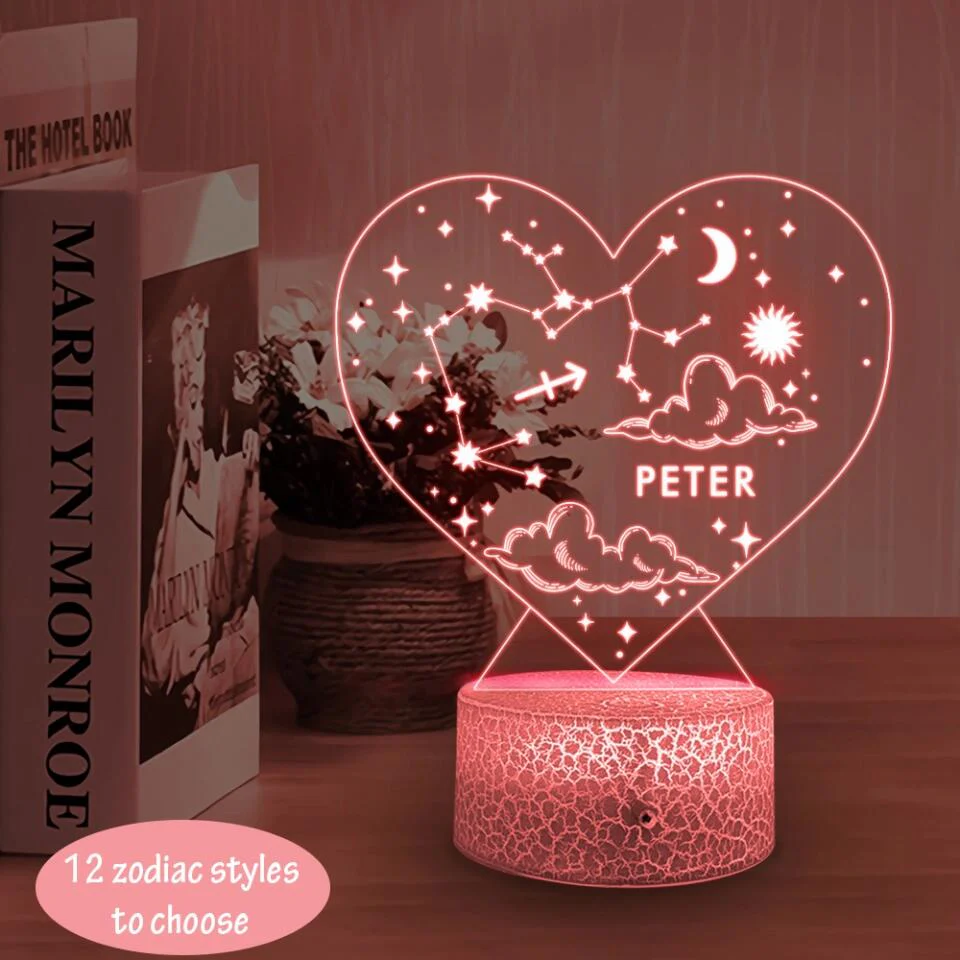 Personalized Valentine Gifts - Birth Signs Astrology Custom 3D Light Birthday Gift For Bestie - Image 3