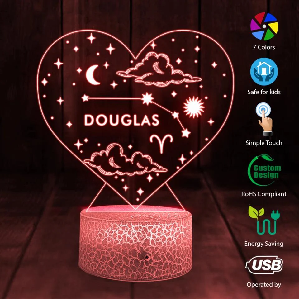 Personalized Valentine Gifts - Birth Signs Astrology Custom 3D Light Birthday Gift For Bestie - Image 4