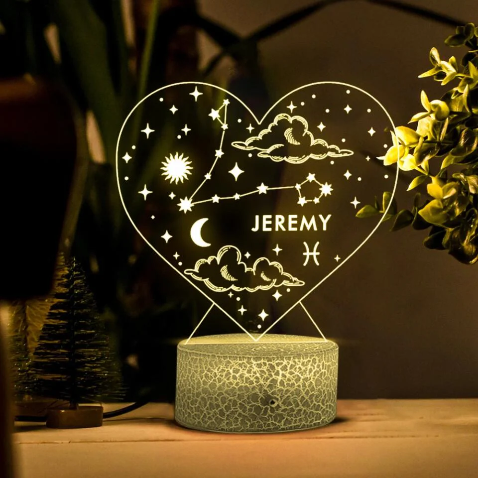 Personalized Valentine Gifts - Birth Signs Astrology Custom 3D Light Birthday Gift For Bestie - Image 6