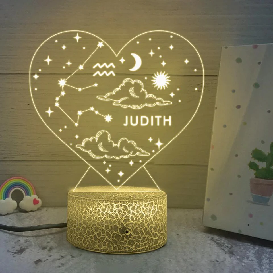Personalized Valentine Gifts - Birth Signs Astrology Custom 3D Light Birthday Gift For Bestie - Image 7