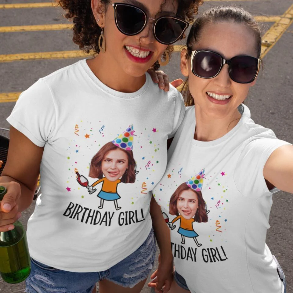 Birthday Girl/Boy with Confetti - Funny T-shirt - Unisex Tee - Personalized Name - Custom Face - Birthday Gift for Female/Male Friend - Birthday Part Keepsake - 303ICNLNTS392 - Image 4