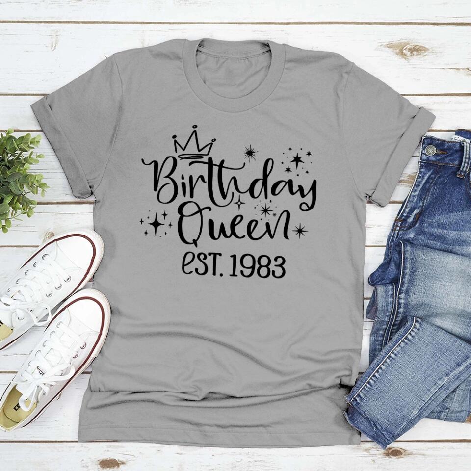 Birthday Queen Est. Chapter - Personalized T-shirt - Birthday Gift for Mom or Grandma - Image 20