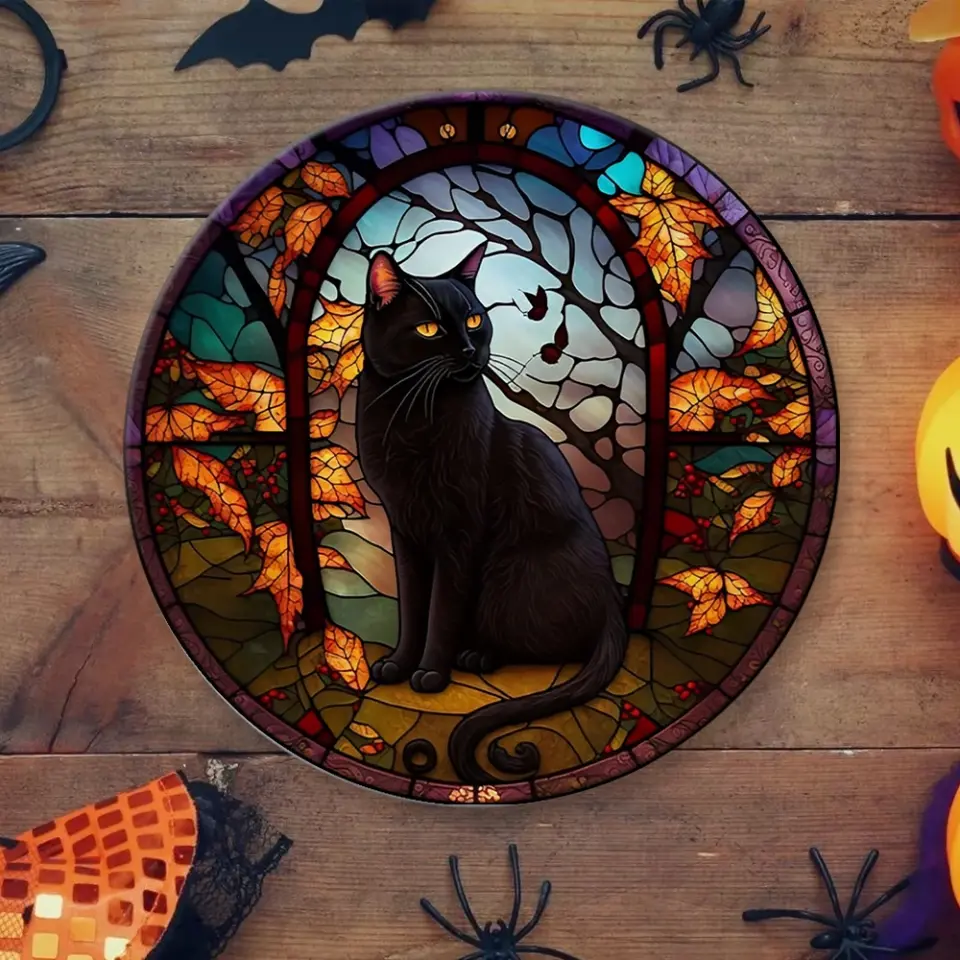 Black Cat, Door Hanger - Special Wooden Sign - Halloween Gift - Image 7