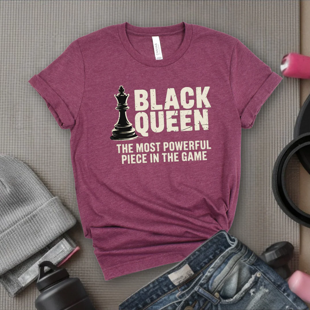 Black Queen The Most Powerful Piece In The Game - Women Empowerment Tee - Gift for Her - Bella Canvas 3001 - Image 2