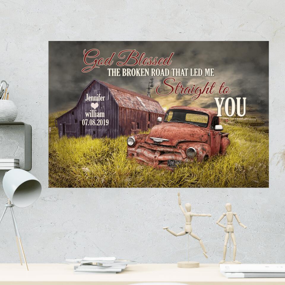 Bless The Broken Road That Led Me Straight To You Custom Canvas Poster Gift For Husband - Image 4