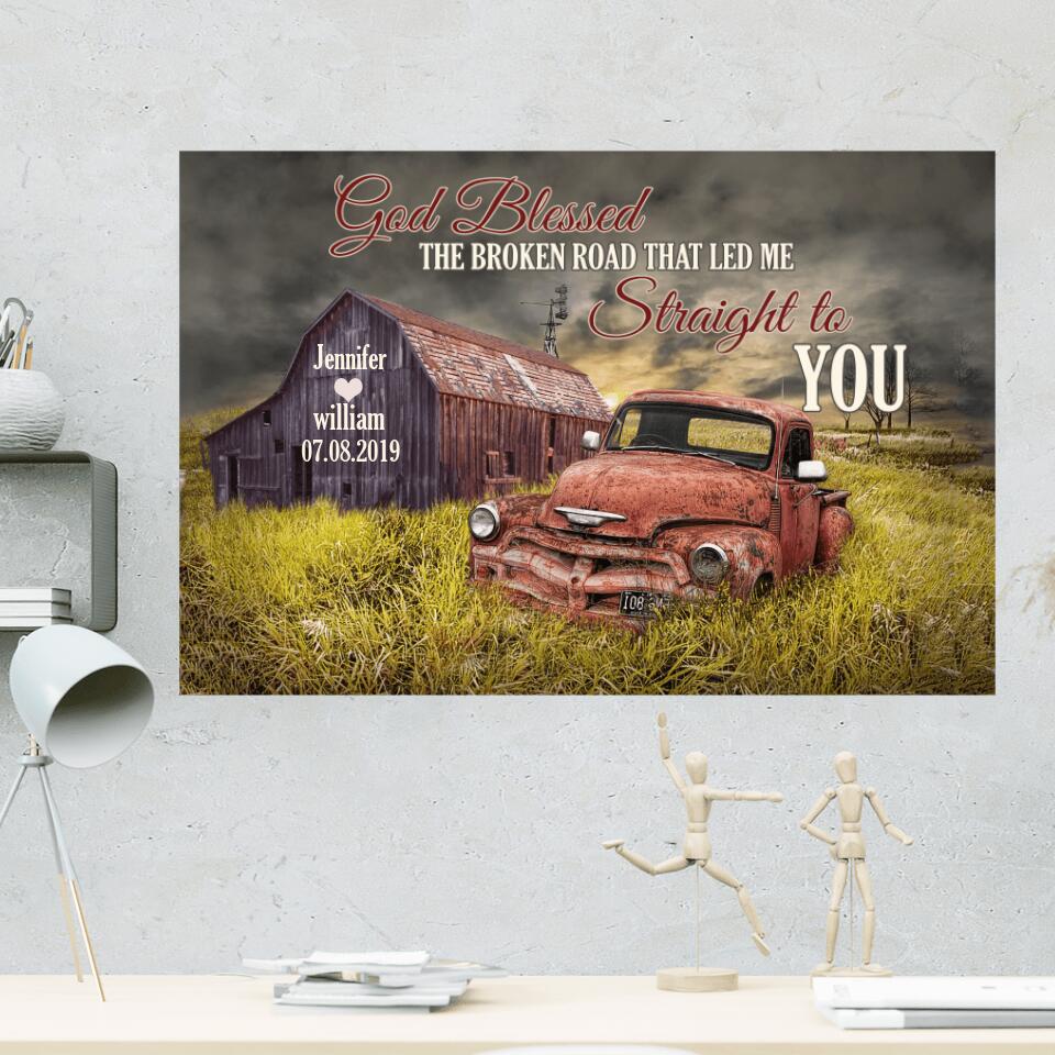 Bless The Broken Road That Led Me Straight To You Custom Canvas Poster Gift For Husband - Image 5