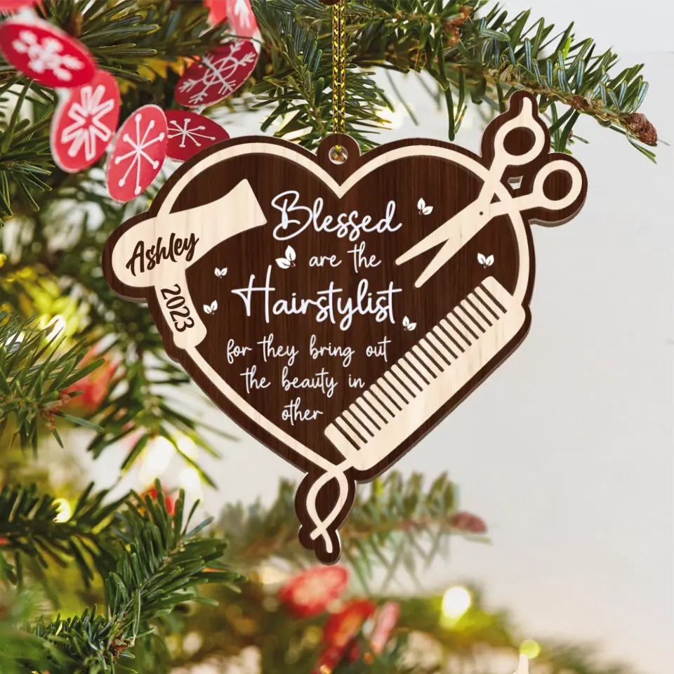 Blessed Are The Hairstylist Personalized Ornament Gift For Hairdresser - Image 2