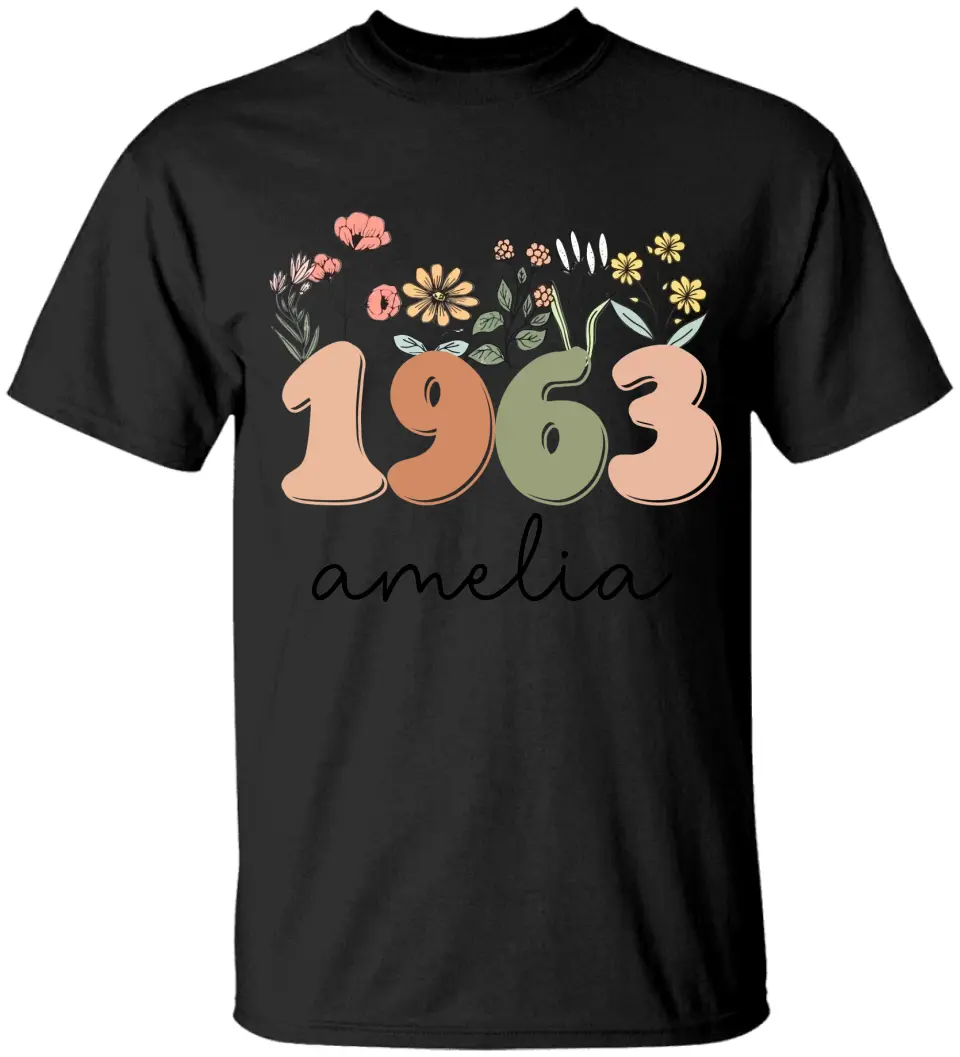 Boho Floral Vintage Custom Tshirt Birthday Gift For Mom - Image 2