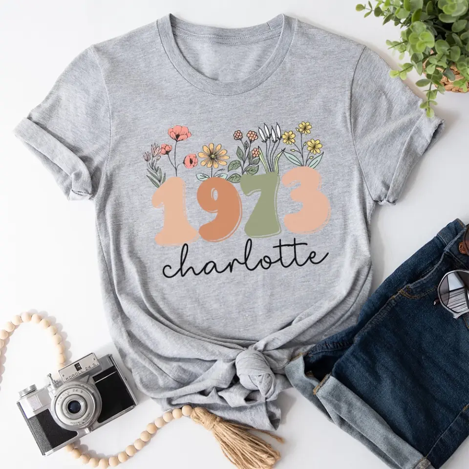 Boho Floral Vintage Custom Tshirt Birthday Gift For Mom - Image 4
