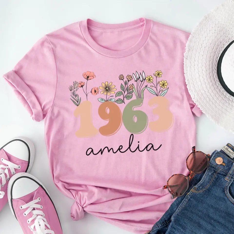 Boho Floral Vintage Custom Tshirt Birthday Gift For Mom - Image 5