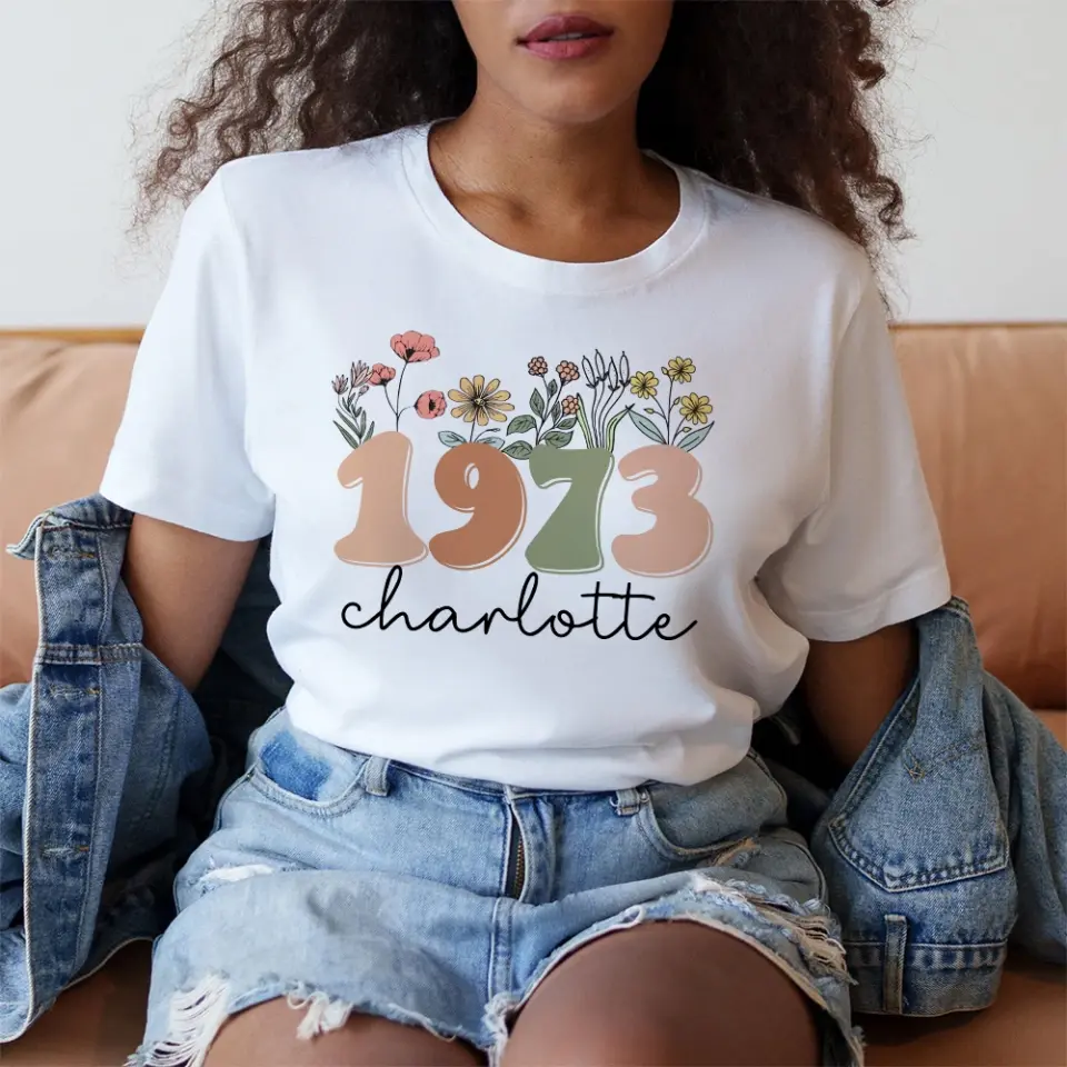 Boho Floral Vintage Custom Tshirt Birthday Gift For Mom - Image 7