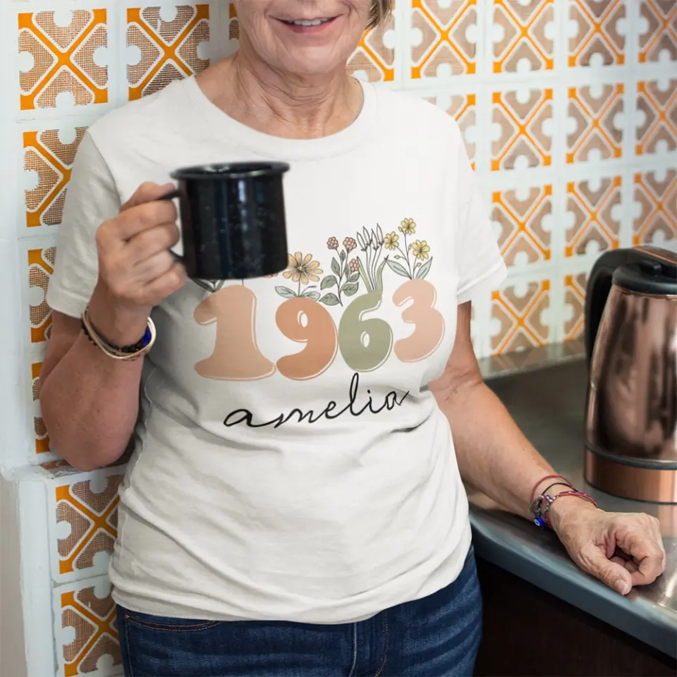 Boho Floral Vintage Custom Tshirt Birthday Gift For Mom - Image 8