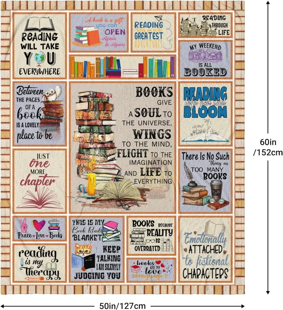 Book Saying Collection - For Readers Book Lovers Women - Librarian, Bookish, Book Club, Bookworm - Vintage Fleece Blanket - Birthday, Christmas Gift - Image 3