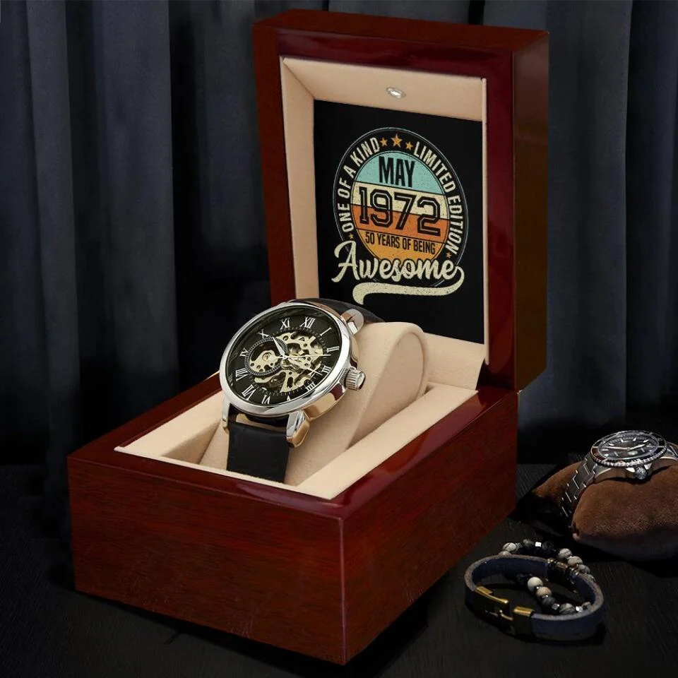 Born In MAY 1972 50 Years Of Being Awesome Personalized Men Watch - Image 3