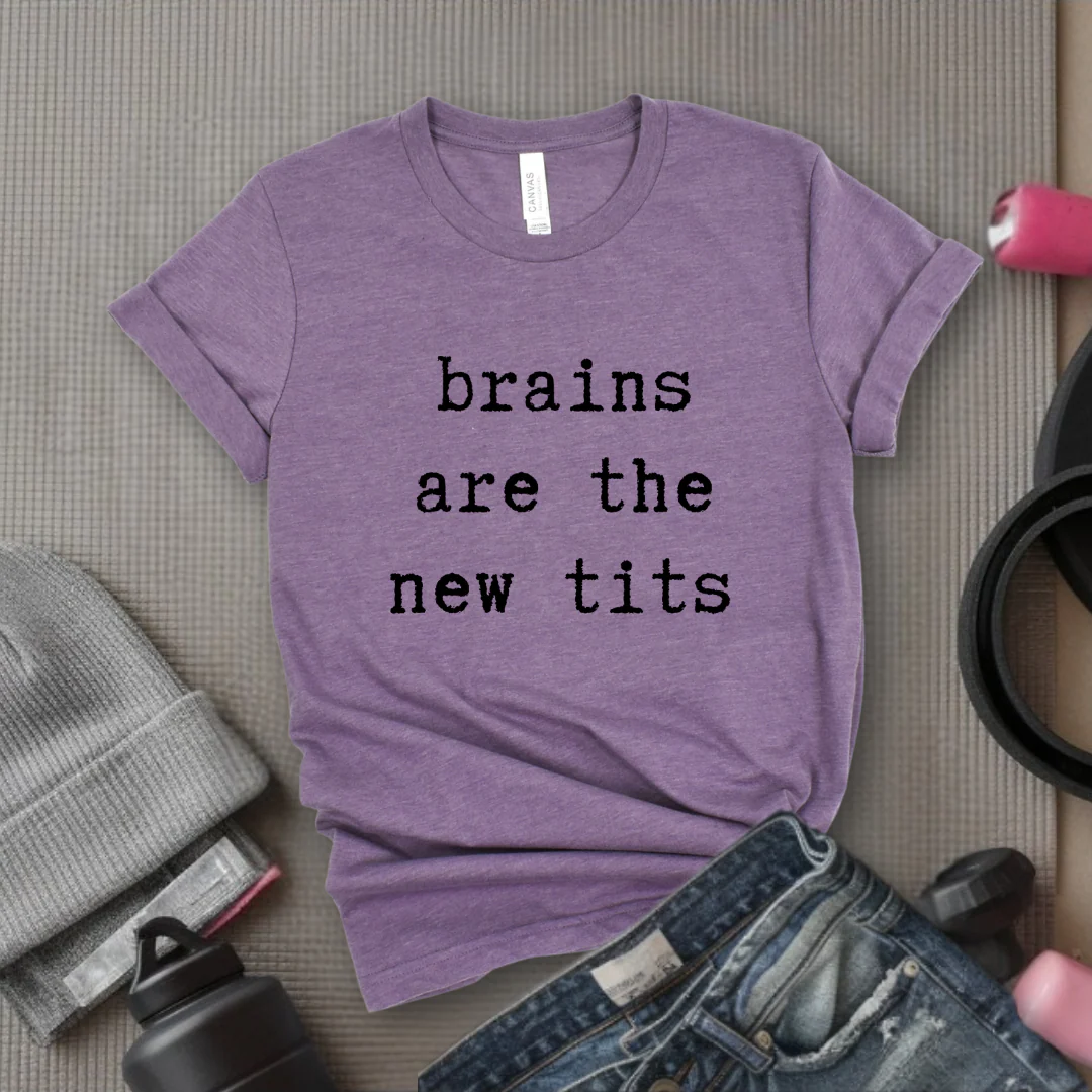 Brains Are The New Tits - Retro Sarcastic T-Shirt - Women Right Shirts - Unisex Jersey Short Sleeve Shirt - Gift for Her - Bella Canvas 3001 - Image 6
