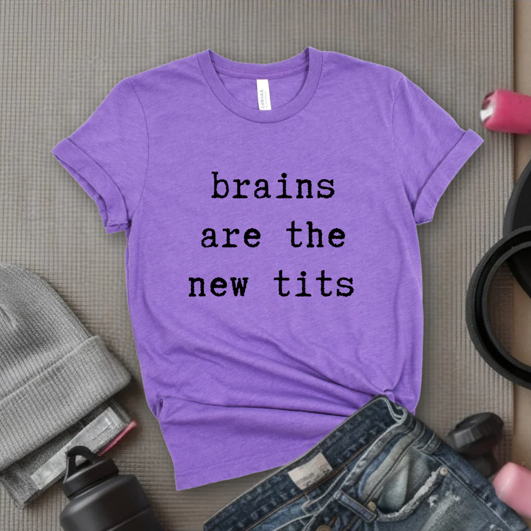 Brains Are The New Tits - Retro Sarcastic T-Shirt - Women Right Shirts - Unisex Jersey Short Sleeve Shirt - Gift for Her - Bella Canvas 3001 - Image 8