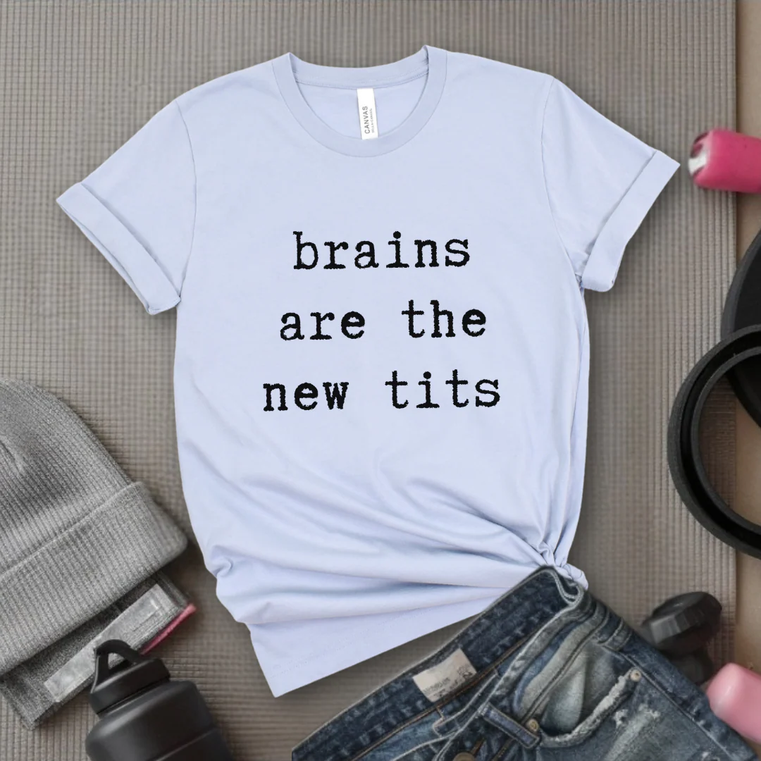 Brains Are The New Tits - Retro Sarcastic T-Shirt - Women Right Shirts - Unisex Jersey Short Sleeve Shirt - Gift for Her - Bella Canvas 3001 - Image 9